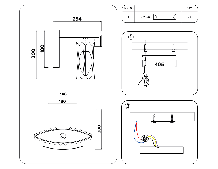 TR5094 CH/CL хром/прозрачный E14 max 40W 348*200*234